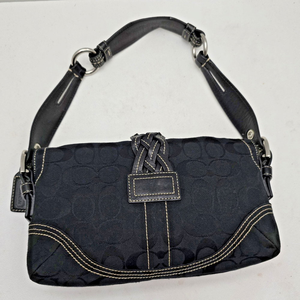 COACH Y2k Vintage Black Jacquard Soho Shoulder Top Handle Handbag 6280 EUC - Picture 6 of 14
